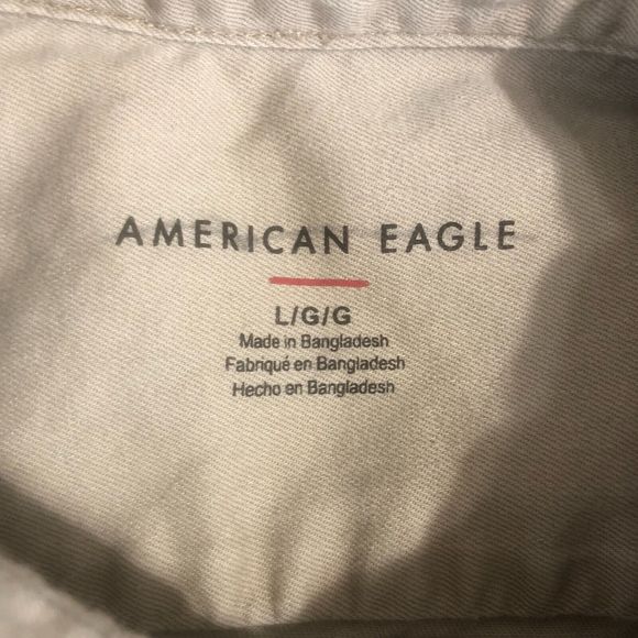 American Eagle Shirt Mens Large Brown Tan Button Up classiccore‎ Pocket Preppy - Picture 6 of 11